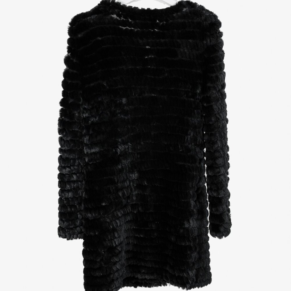 Adrienne Landau Black Rabbit-Fur Jacket - Picture 2 of 8